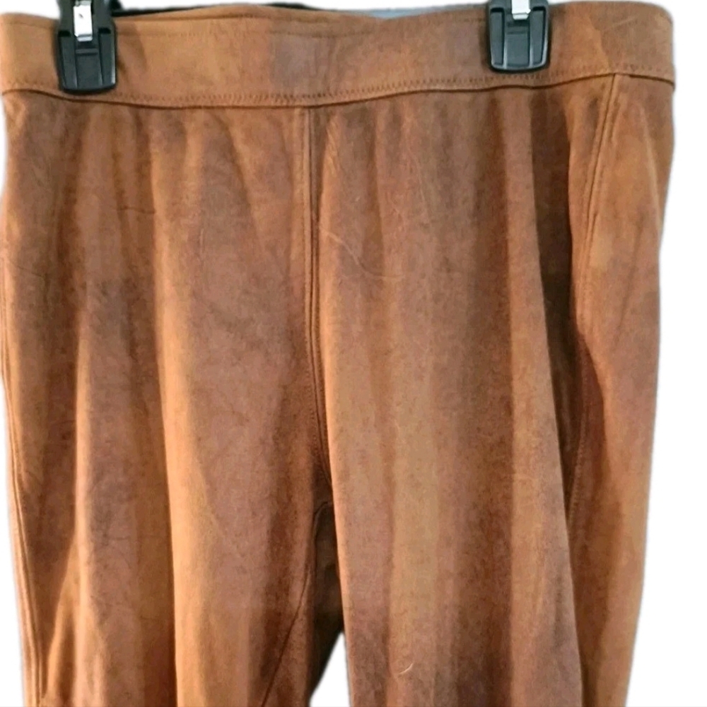 Free People Pants Women's 26 Pull On Skinny Crop Brown Faux Leather Suede